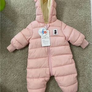 Cozy Pink Puffer Kids Footie 6-12 months